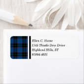 Hume Clan Royal Blue en Black Scottish Tartan Etiket (Insitu)