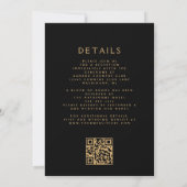 Humeurig Donker Bloemmotief Turquoise Goud QR Code Kaart (Achterkant)
