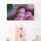 Humeurig Paars & Turquoise Abstract Bruiloftsfeest Spandoek (Insitu)