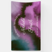 Humeurig Paars & Turquoise Abstract Bruiloftsfeest Spandoek (Verticaal)