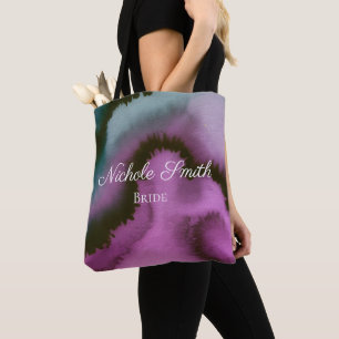 Humeurig Paars & Turquoise Abstract Bruiloftsfeest Tote Bag
