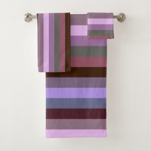 Humeurig Romantisch Mauve & Bruin Streeppatroon Bad Handdoek