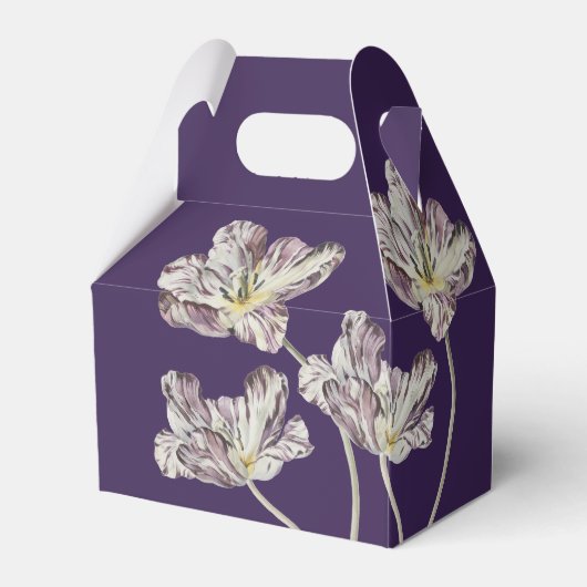 Humeurige Aquarel Paarse Tulpen Trouwgunst Bedankdoosjes (Achterkant)