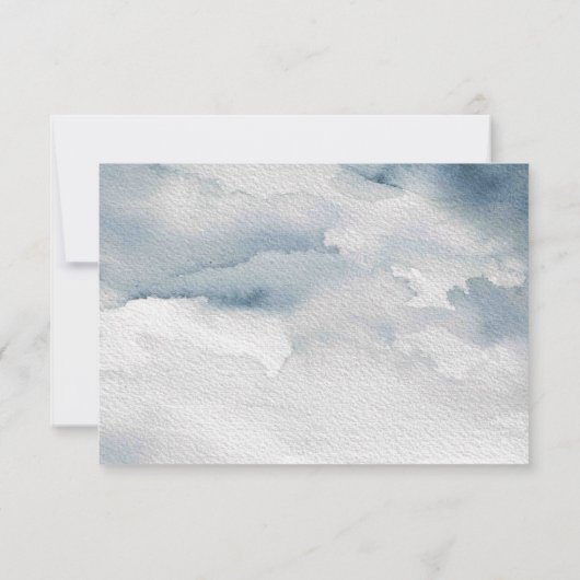 Humeurige Blauwe Aquarel Trouw RSVP antwoordkaart (Achterkant)