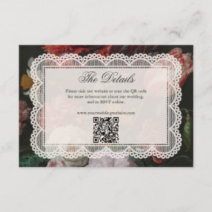 Humeurige Bloemige Vintage Gotische Kant Trouw QR Informatiekaartje
