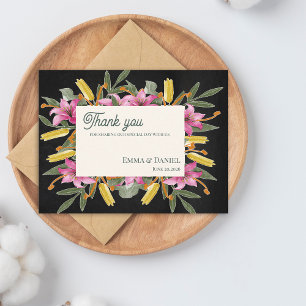 Humeurige Blush Lelie Elegante Bloemige Trouw Dank Briefkaart