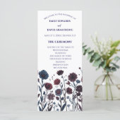 Humeurige bordeaux & blauwe bloem bruiloftsprogram (Staand voorkant)