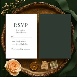 Humeurige bosgroene trouw-RSVP  RSVP Kaartje