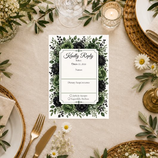 Humeurige Botanische Bruiloft RSVP Kaartje