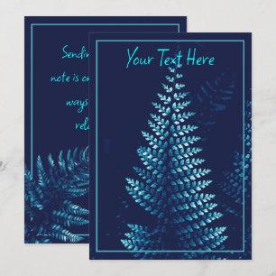 Humeurige Cyaan en Blauwe Varens Cyanotype Geïnspi Notitiekaartje