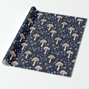 Humeurige Donkerblauwe Schimmel Naadloos Patroon Cadeaupapier