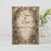 Humeurige Gotische Botanische Bruiloft Save The Date (Staand voorkant)