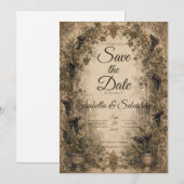 Humeurige Gotische Botanische Bruiloft Save The Date (Voorkant / Achterkant)