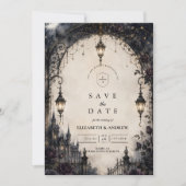 Humeurige Gotische Hemelse Bruiloft Save The Date (Voorkant)