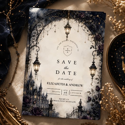 Humeurige Gotische Hemelse Bruiloft Save The Date