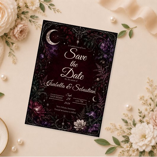 Humeurige Hemelse Botanische Bruiloft Save The Date
