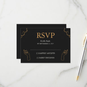 Humeurige Hemelse Middennacht Gouden Folie Maanfas RSVP Kaartje