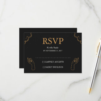 Humeurige Hemelse Middennacht Gouden Folie Maanfas RSVP Kaartje