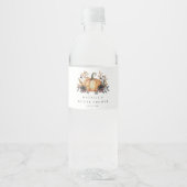 Humeurige Herfst Bloemige Bruiloft Borrel Waterfles Etiket (Voorkant)