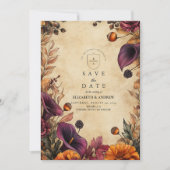 Humeurige Herfst Bloemige Bruiloft Save The Date (Voorkant)
