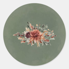 Humeurige Herfst Bloemige Envelope Zegel Sticker