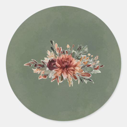 Humeurige Herfst Bloemige Envelope Zegel Sticker (Voorkant)
