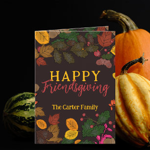 Humeurige Herfst Loof Friendsgiving Groet Kaart