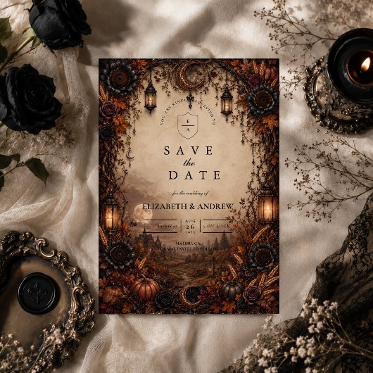 Humeurige Herfst Romantische Bruiloft Save The Date