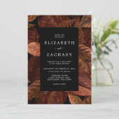 Humeurige Herfstbladeren Roesten Bruiloft Kaart (Staand voorkant)