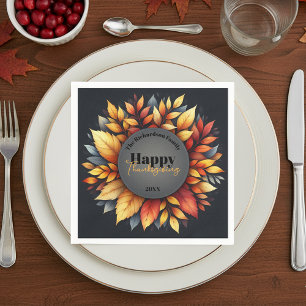 Humeurige Herfstkrans Familie Thanksgiving Servet