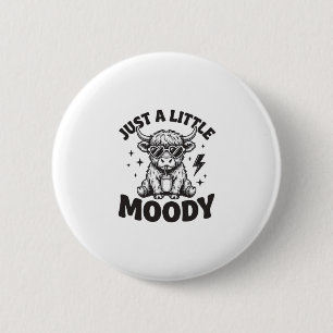 Humeurige Hoogland Koe Oude Gravure Shirt Ontwerp_ Ronde Button 5,7 Cm
