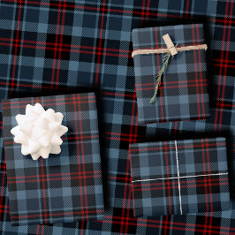 Humeurige Leisteenblauwe en Dieprode Schotse Plaid Inpakpapier Vel