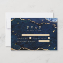 Humeurige marine hemelse trouw RSVP kaartje