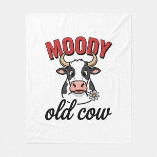 Humeurige Oude Koe Vintage Grappige Koe Shirt Ontw Fleece Deken