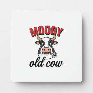 Humeurige Oude Koe Vintage Grappige Koe Shirt Ontw Fotoplaat