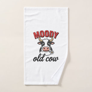 Humeurige Oude Koe Vintage Grappige Koe Shirt Ontw Handdoek