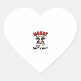 Humeurige Oude Koe Vintage Grappige Koe Shirt Ontw Hart Sticker
