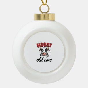 Humeurige Oude Koe Vintage Grappige Koe Shirt Ontw Keramische Bal Ornament