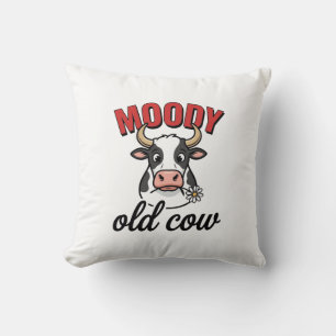 Humeurige Oude Koe Vintage Grappige Koe Shirt Ontw Kussen
