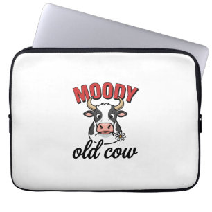 Humeurige Oude Koe Vintage Grappige Koe Shirt Ontw Laptop Sleeve