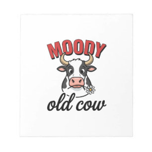 Humeurige Oude Koe Vintage Grappige Koe Shirt Ontw Notitieblok