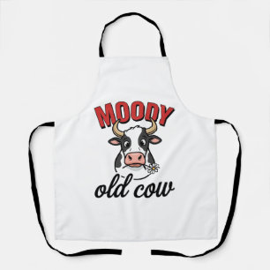 Humeurige Oude Koe Vintage Grappige Koe Shirt Ontw Schort