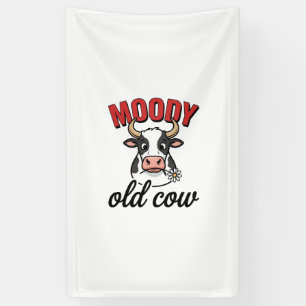 Humeurige Oude Koe Vintage Grappige Koe Shirt Ontw Spandoek