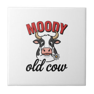 Humeurige Oude Koe Vintage Grappige Koe Shirt Ontw Tegeltje