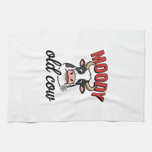 Humeurige Oude Koe Vintage Grappige Koe Shirt Ontw Theedoek