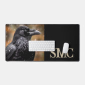 Humeurige Raaf met Monogram Bureaumat (Keyboard & Muis)