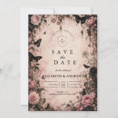 Humeurige Roze Goth Huwelijk Save The Date (Voorkant)