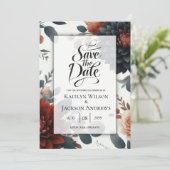 Humeurige Rustieke Herfst Bloemen Bruiloft Save The Date (Staand voorkant)