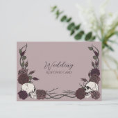 Humeurige Schedel Roos Mauve Bruiloft RSVP Save The Date (Staand voorkant)