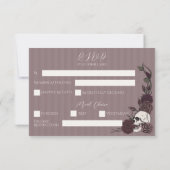 Humeurige Schedel Roos Mauve Bruiloft RSVP Save The Date (Achterkant)